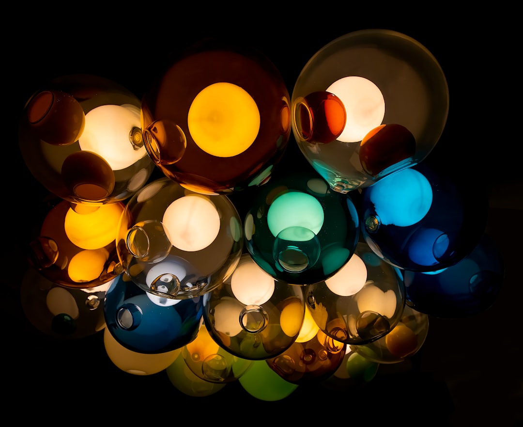 Photo Ombre color glass table lamps