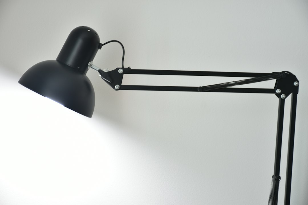 Photo motion sensor exposed bulb reading lamp home office